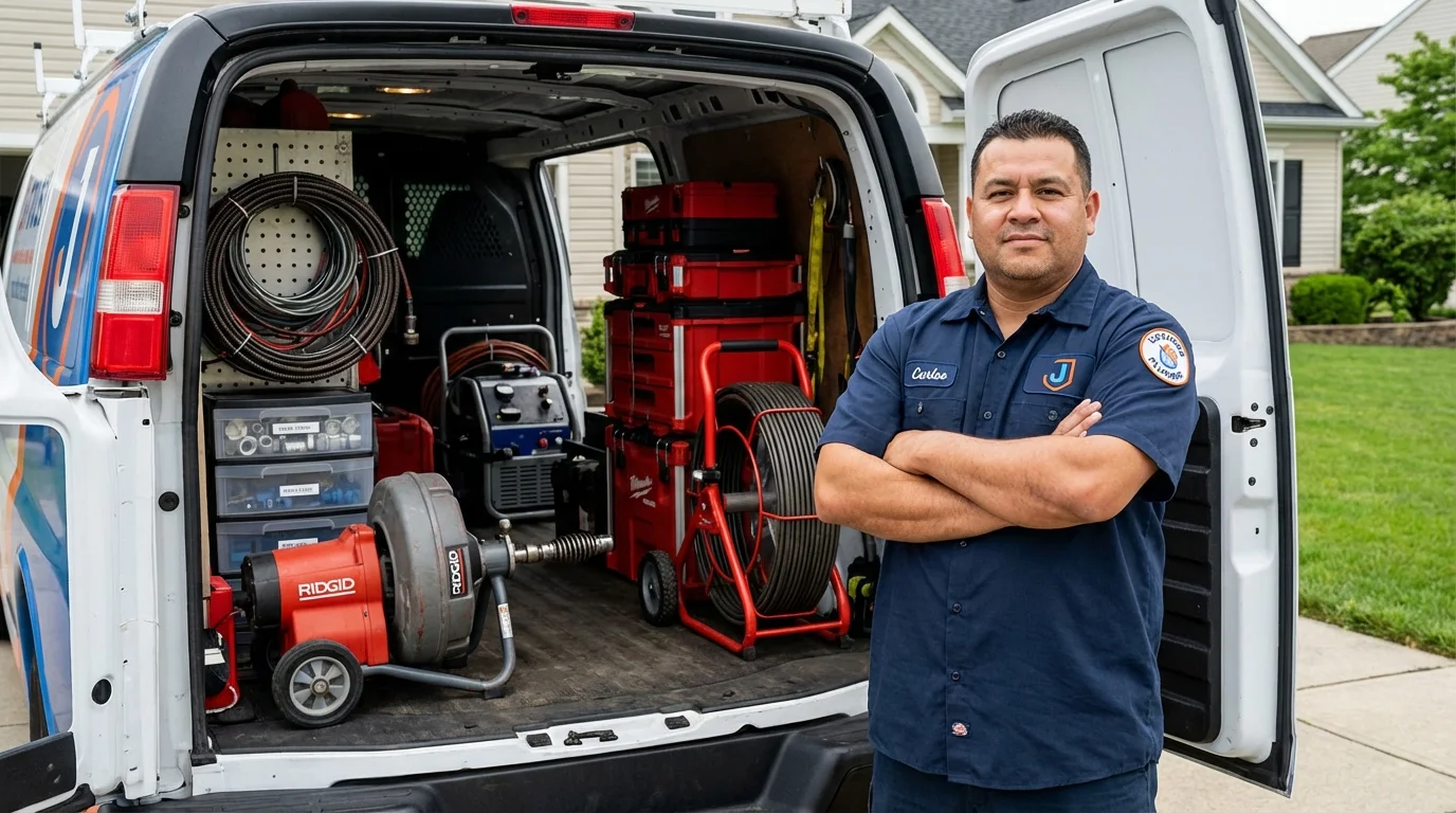 Professional drain cleaning equipment and Johns Plumbing LLC plumber in Vinalhaven